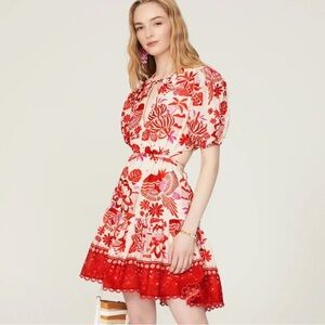 FARM Rio Tiles Off White Mini Dress. Size XL. Worn Once. Perfect Condition!